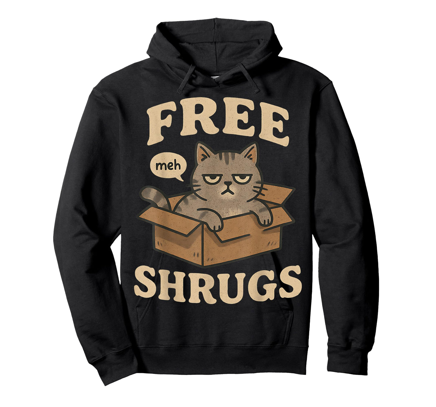 Free Shrugs Meh Sarcastic Ironic Vintage Funny Cat Graphic T-Shirt