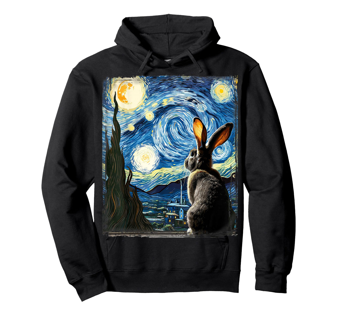 Artistic Rabbit Shirt Van Gogh Style Starry Night Rabbit T-Shirt