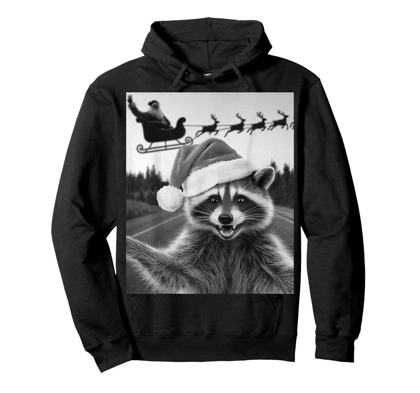 Funny Christmas Raccoon Shirt Raccoon Selfie With Santa T-Shirt
