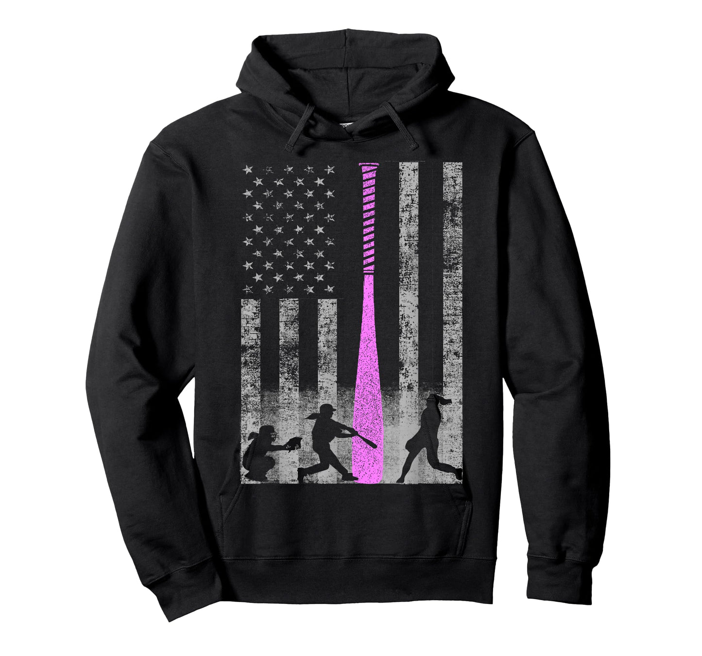 American Softball Flag T-Shirt - Players and Pink Bat T-Shirt