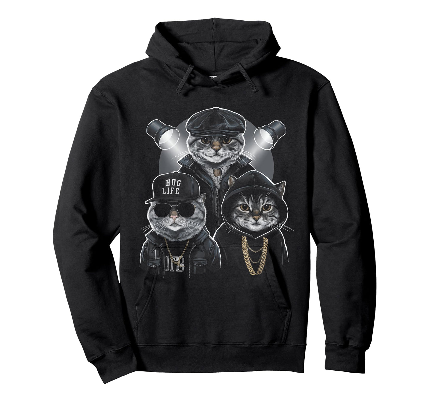HugLife Cat Hip Hop Street Life Style Gangster Cat Squad T-Shirt for Men Women