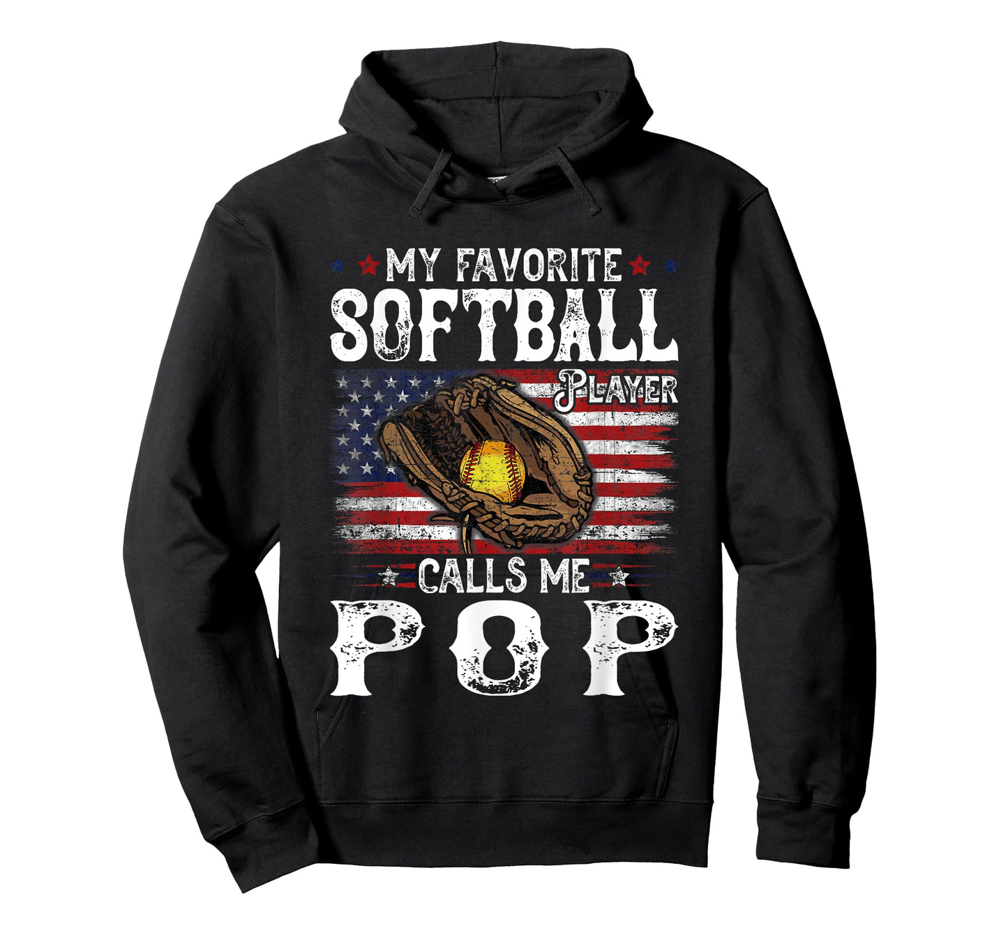 My Favorite Softball Player Calls Me Pop American Flag T-Shirt