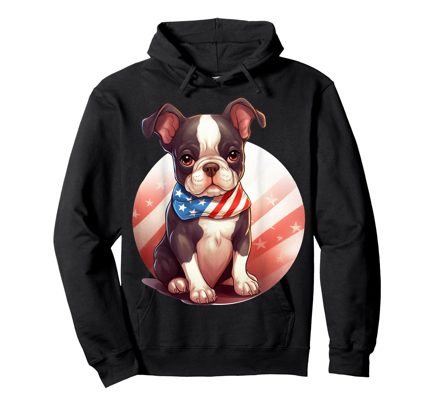 Brown Boston Terrier Puppy Dog American Flag 4th of July T-Shirt
