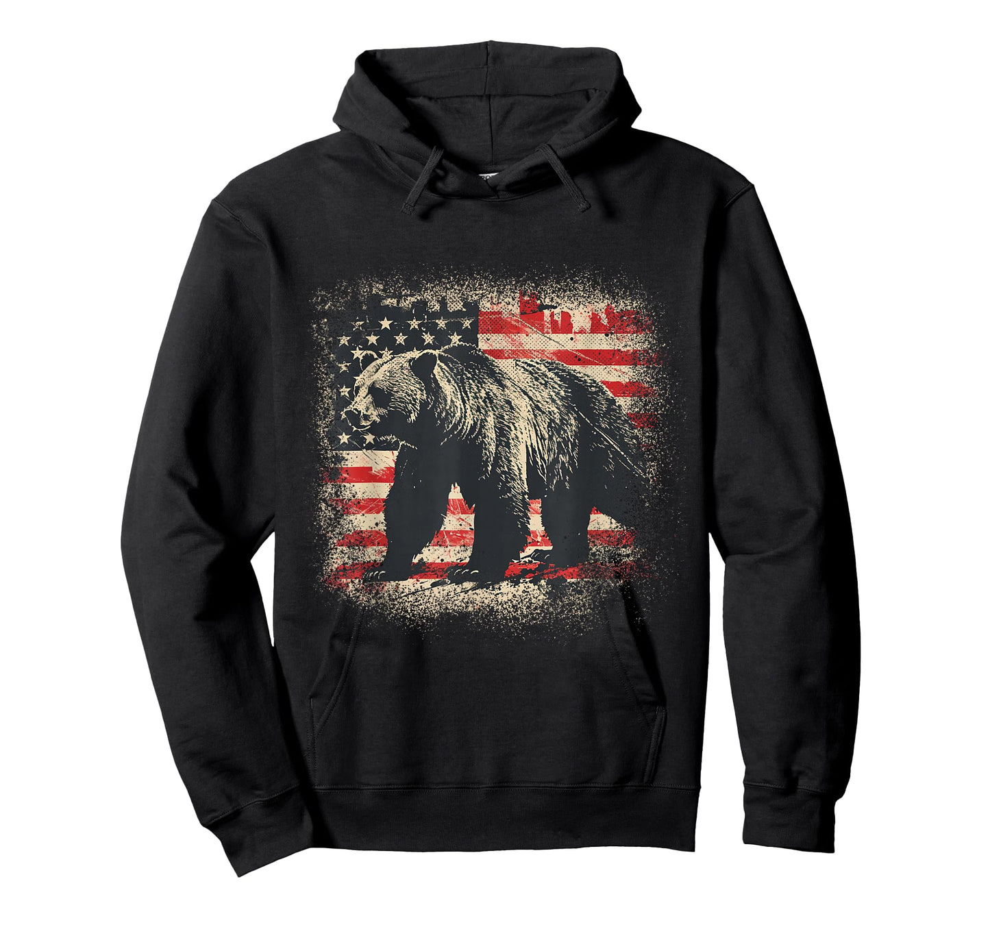 Vintage Grizzly Bear Distressed Patriotic American Flag T-Shirt