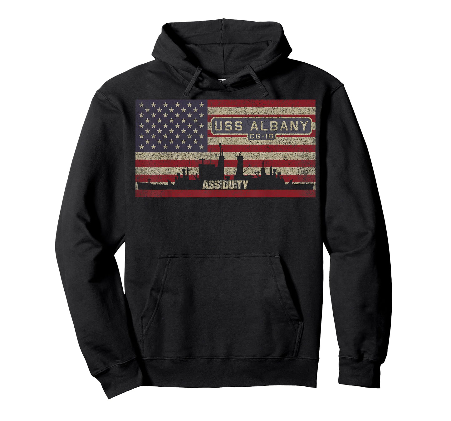 USS Albany CG-10 Cruiser Ship USA American Flag T-Shirt