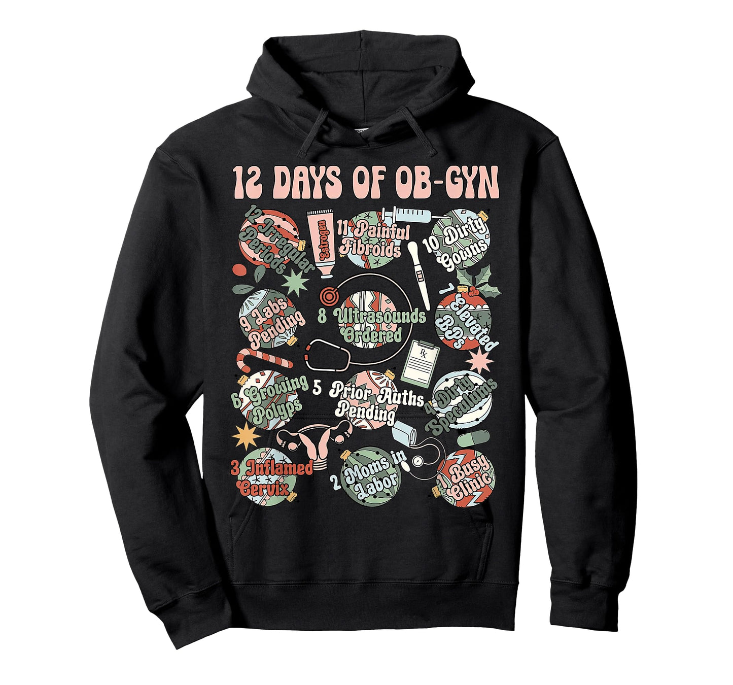 12 Day Of OB-GYN Labor And Delivery OB Nurse Christmas T-Shirt