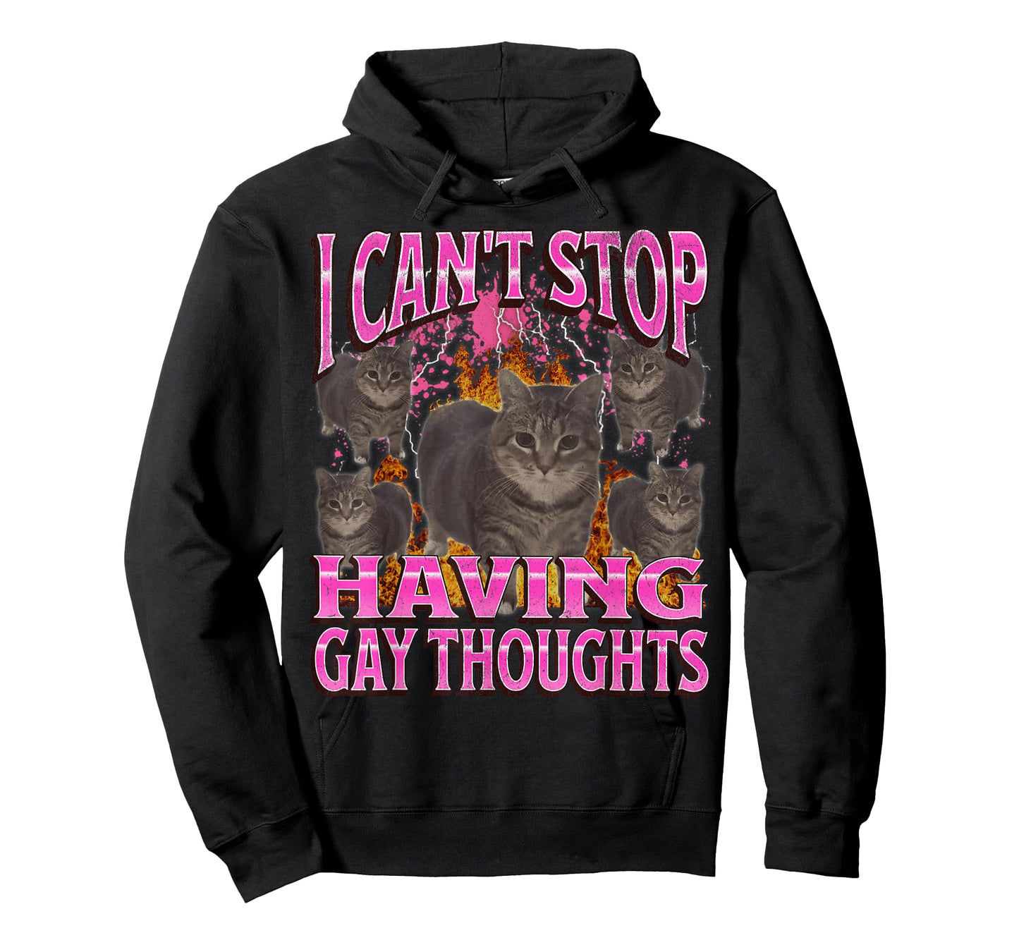 Can't Stop Having Gay Thoughts Funny Cat Meme Bootleg T-Shirt
