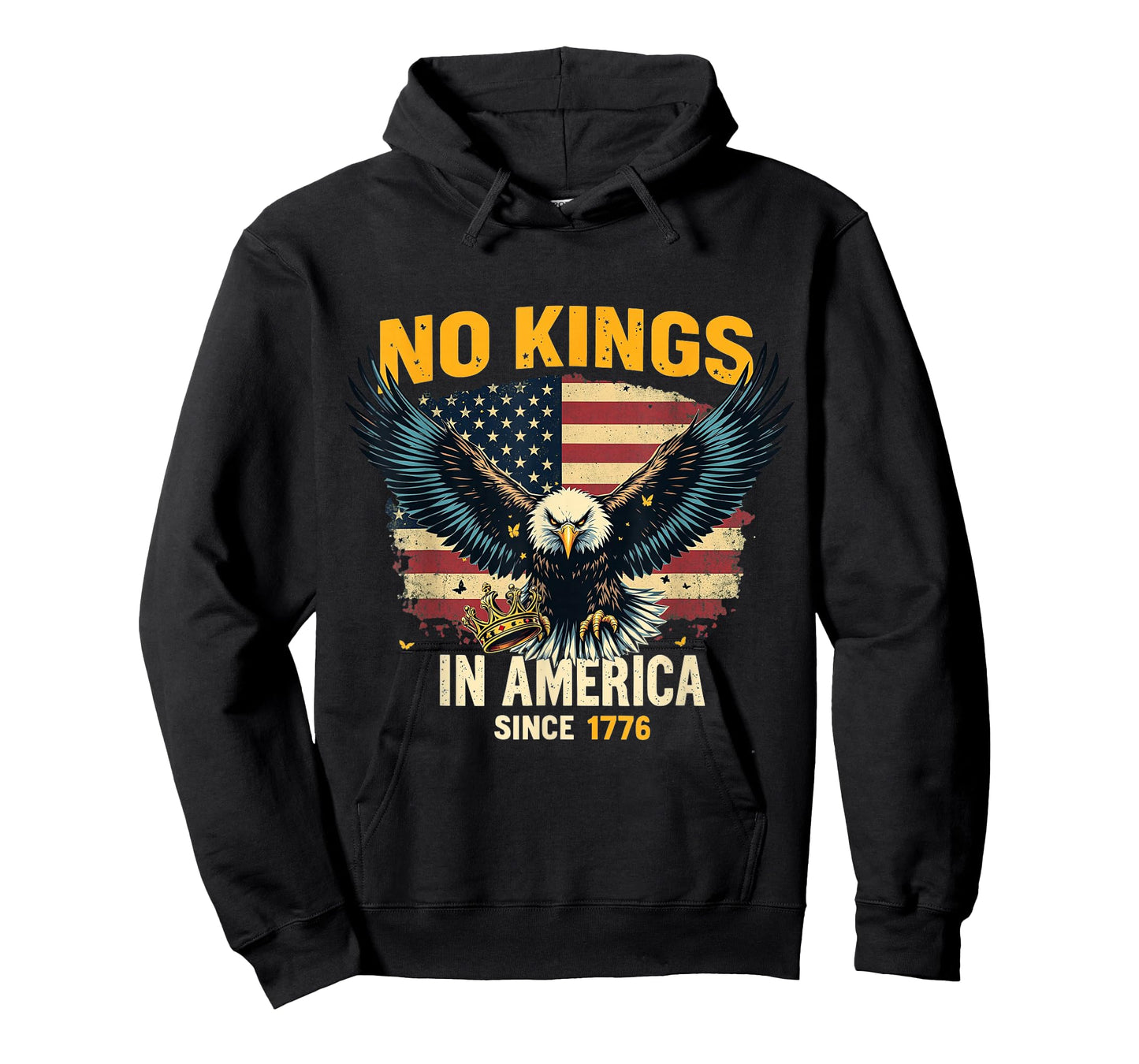 No Kings in America Since 1776 Distressed USA Flag Vintage T-Shirt
