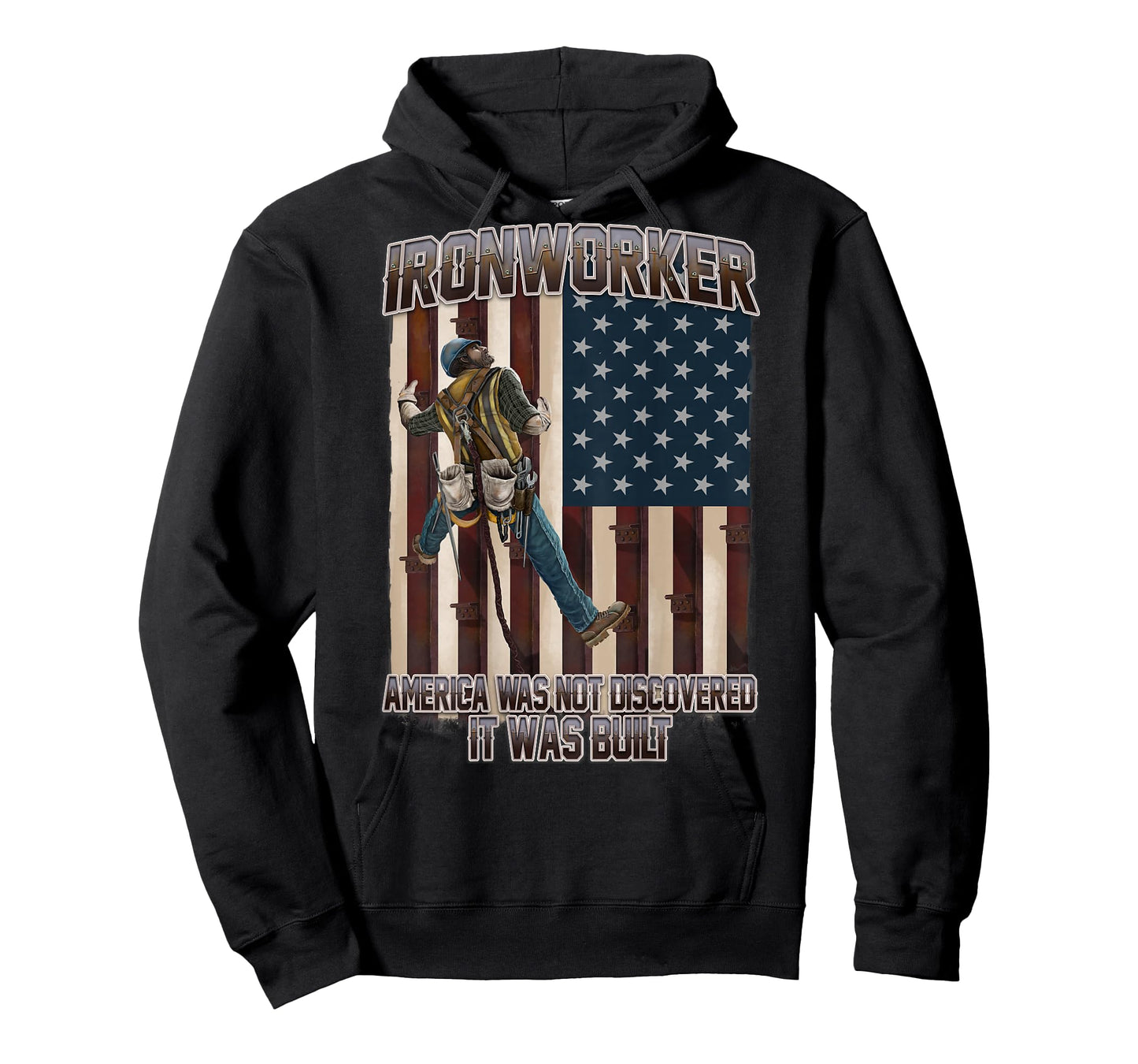 America was Not Discoverd USA Flag Ironworker T-Shirt