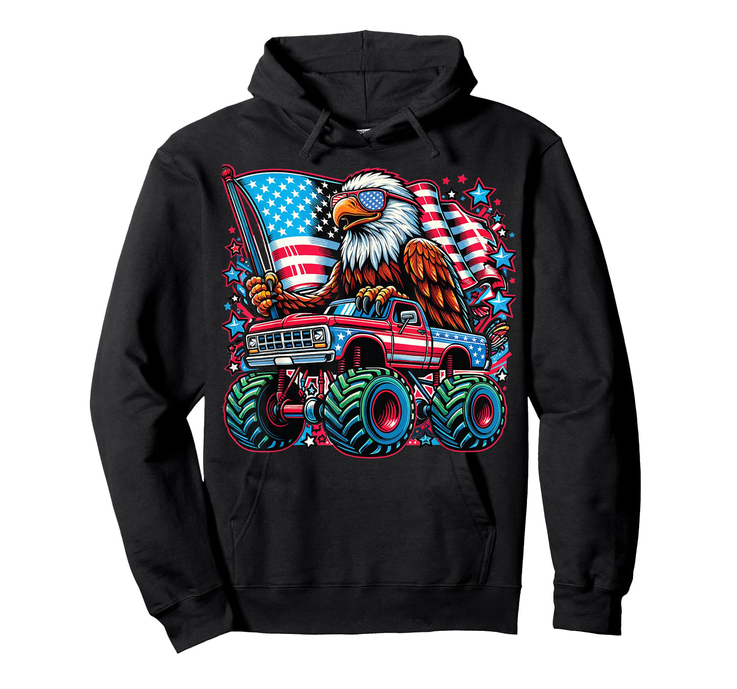 Monster Truck Eagle Flag 4th of July Redneck Party USA T-Shirt