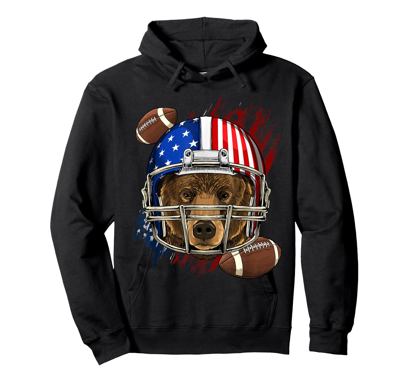 Bear American Football Bear Lovers USA Flag T-Shirt