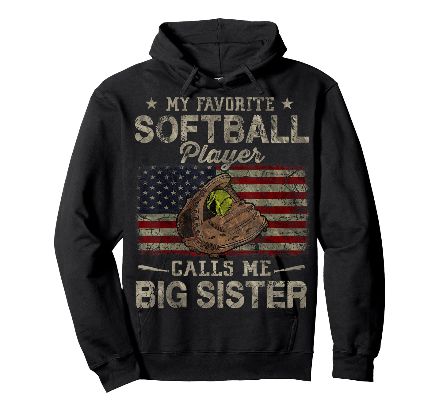 My Favorite Softball Player Calls Me Big Sister USA Flag T-Shirt