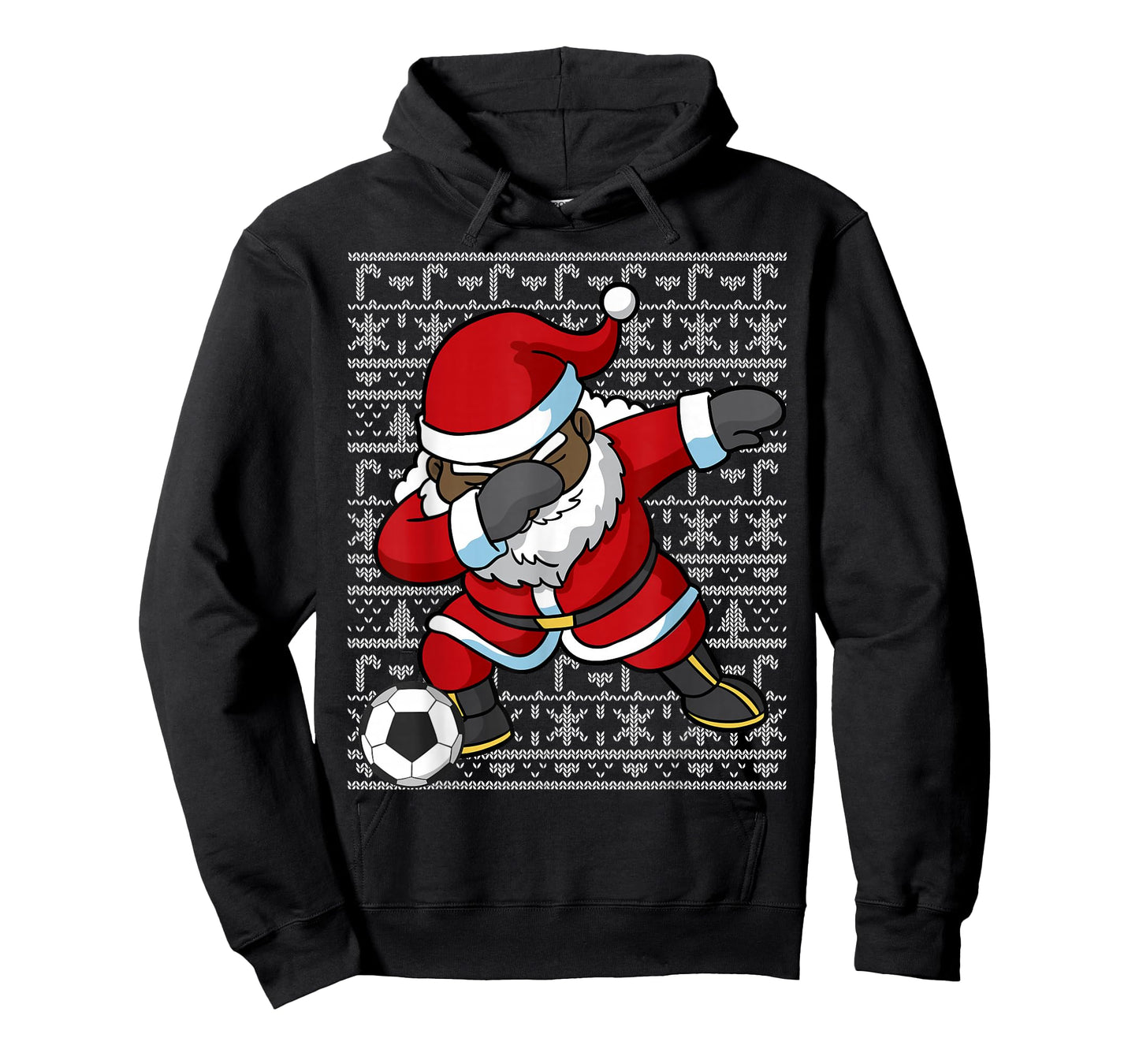 Black African American Santa Claus Soccer Ugly Christmas T-Shirt