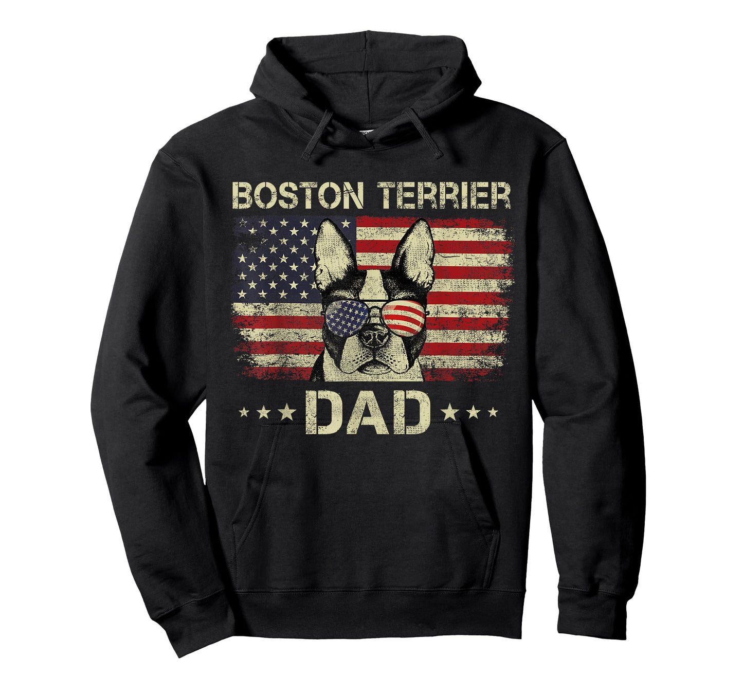 Boston Terrier Dad Dog Lovers American Flag 4th Of July T-Shirt for Women Men