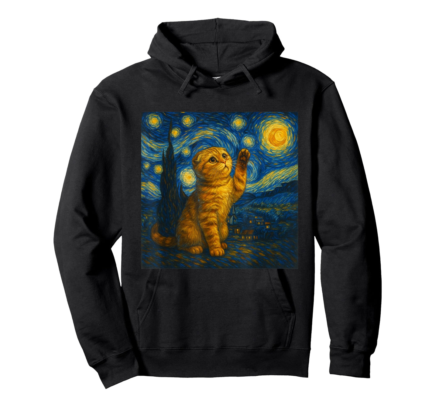 Cat Starry Night Van Gogh Gift Scottish Fold Mom T-Shirt