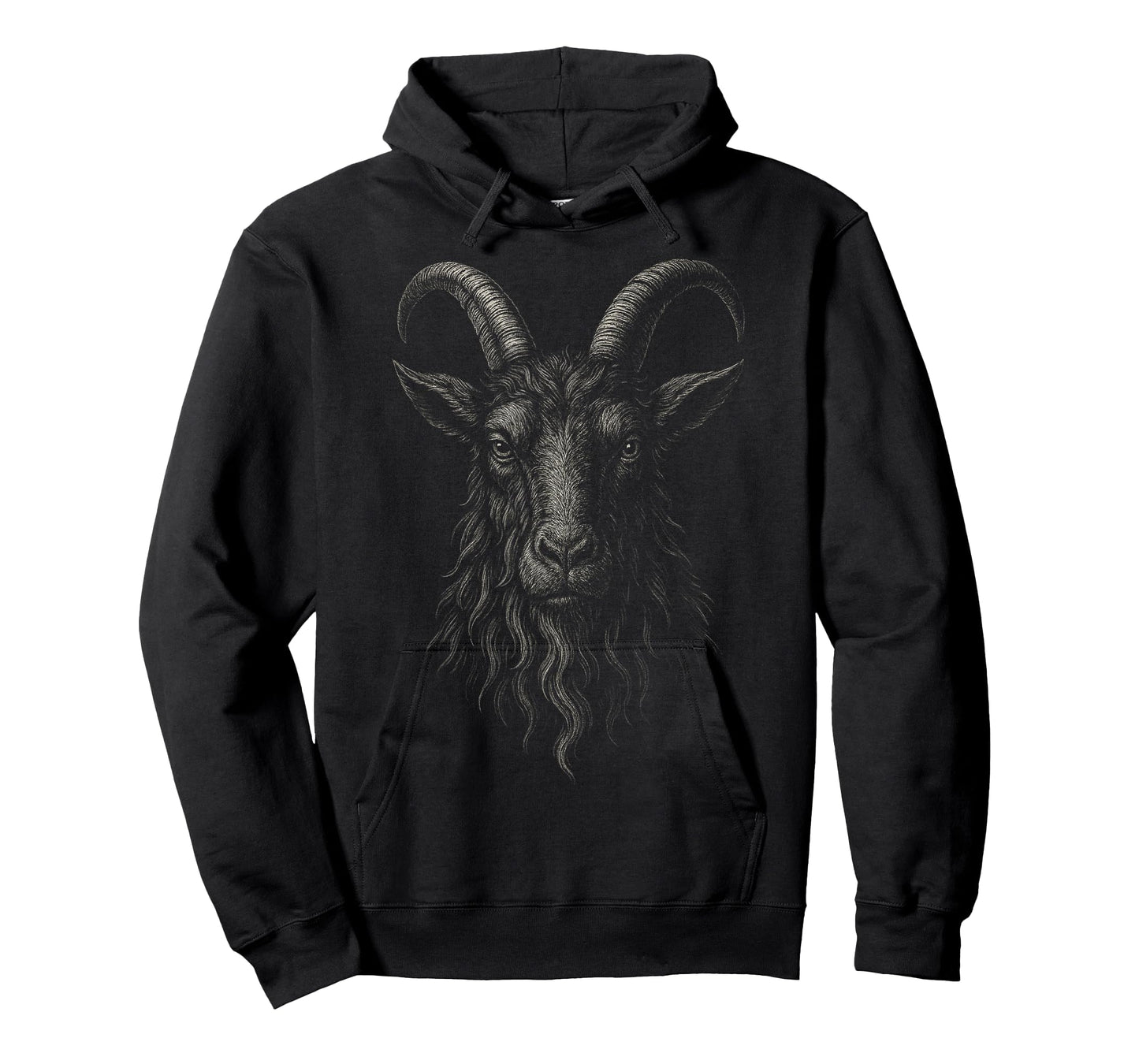 Black Goat Phillip Horned Beast Head Gothic Print T-Shirt