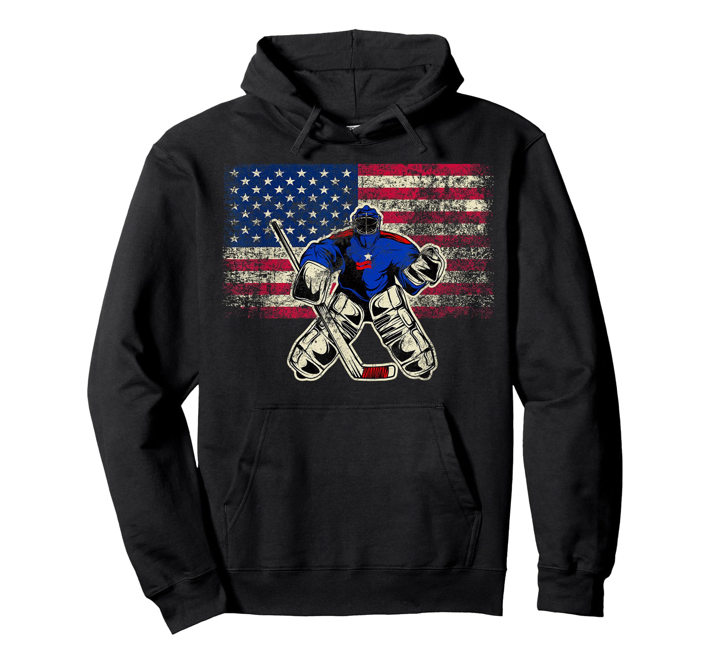 Vintage Ice Hockey Goalie USA Flag Gift for Goalie T-Shirt