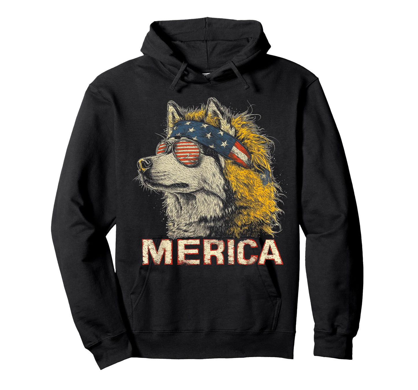 Siberian Husky Dog - Patriotic USA 4th of July American Flag T-Shirt