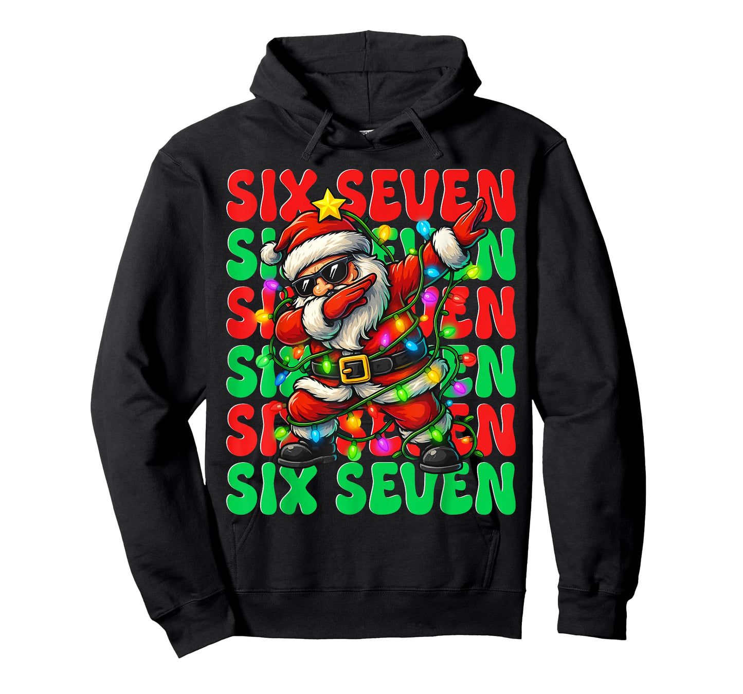 Six Seven 6 7 Meme Dabbing Santa Christmas 67 Pajama Costume T-Shirt