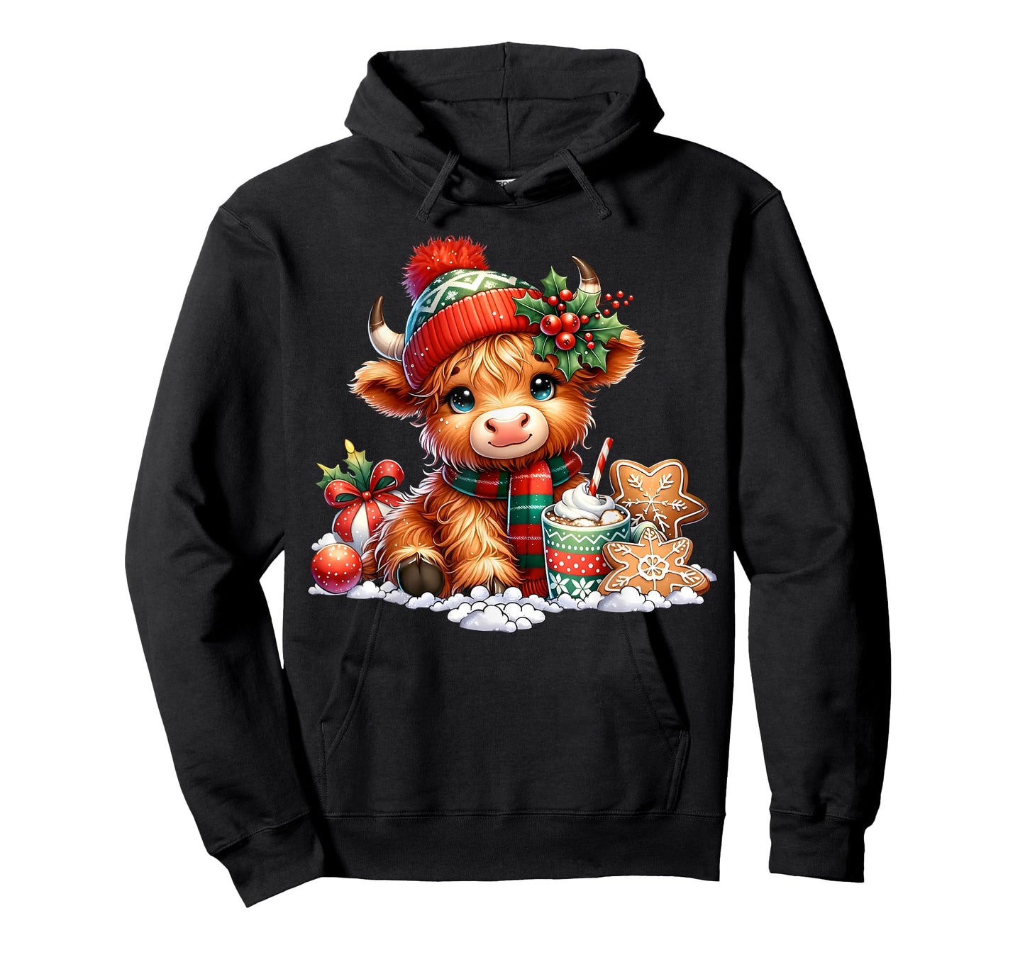 Christmas Highland Cow Cute Heifer Cow Santa Hat Mooey Xmas T-Shirt