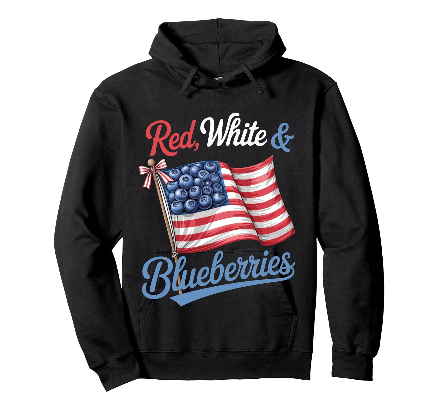 Red White & Blueberries Coquette Flag Bow Long Sleeve T-Shirt