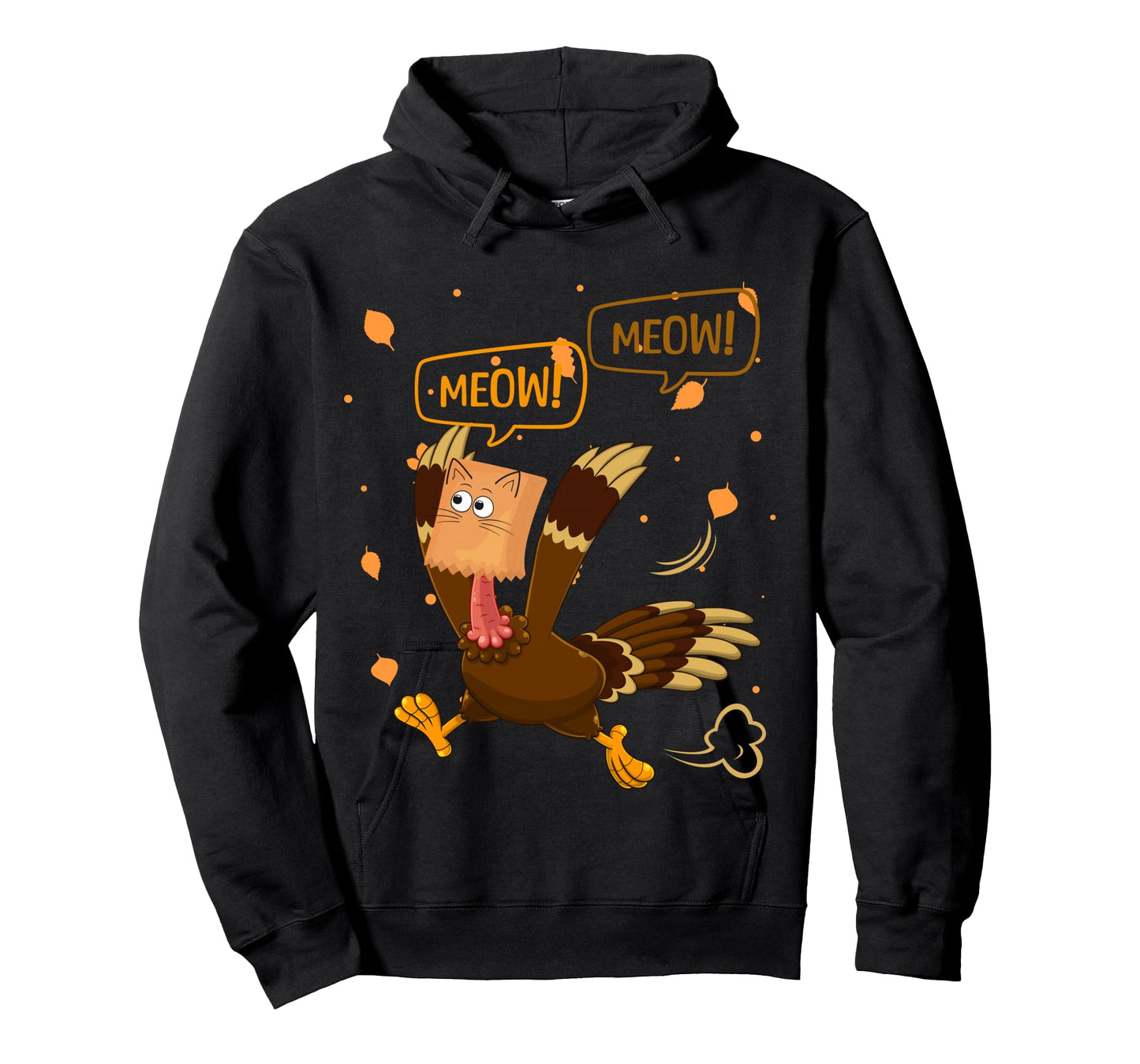 Thanksgiving Turkey Cat Meow Funny Men Women Thanksgiving Long Sleeve T-Shirt