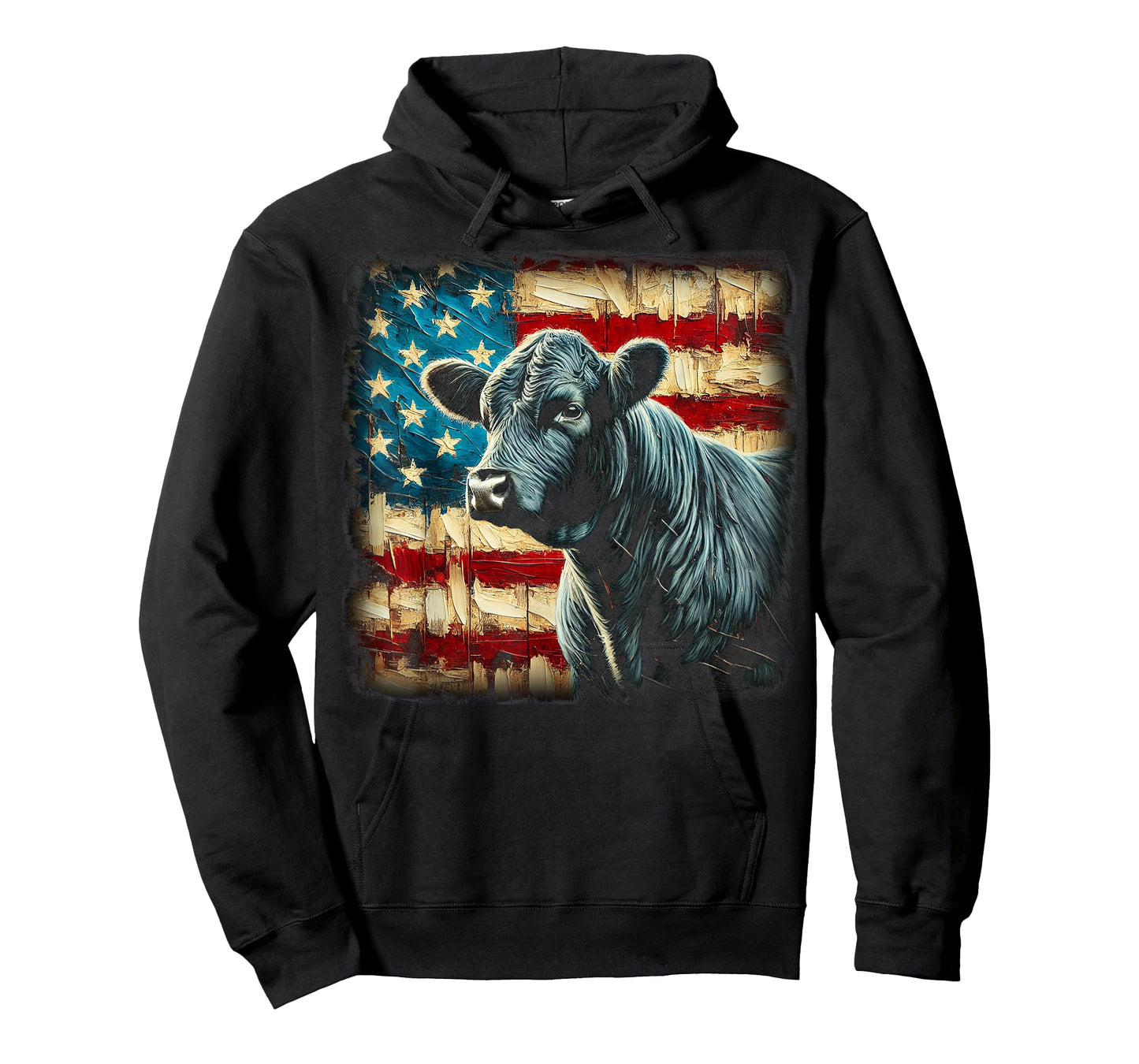 Angus Rancher USA American Flag Cow T-Shirt