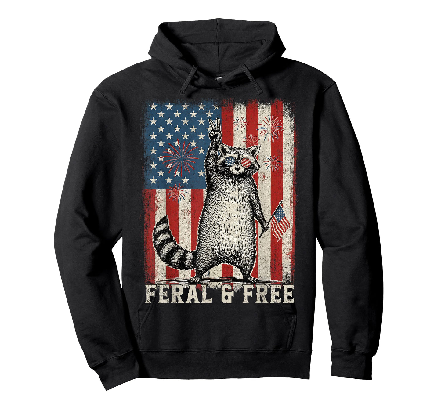Feral But Free Raccoon July 4th Patriotic Shirt for Family T-Shirt