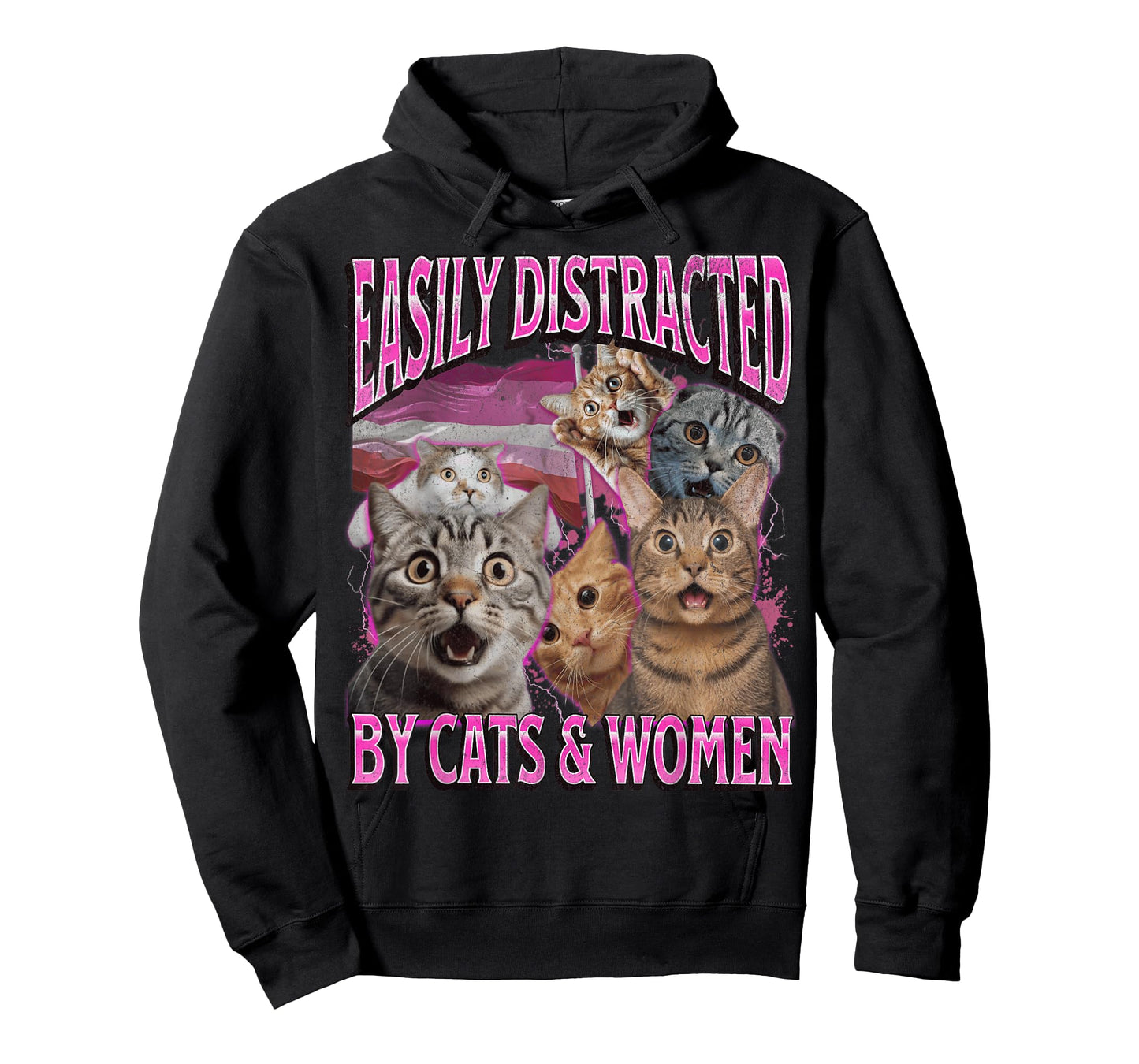 Easily Distracted By Cats And Women Funny Lesbian Bootleg T-Shirt