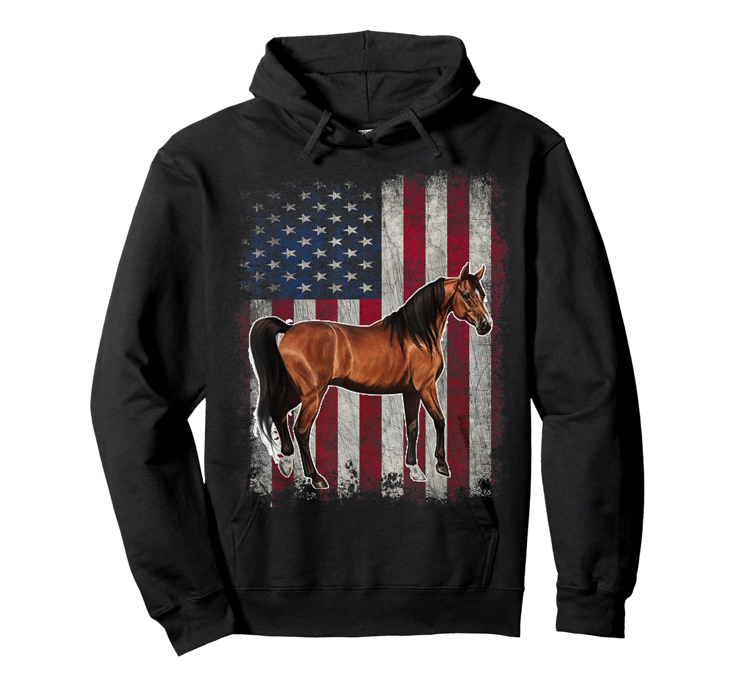 Arabian Horse Patriotic American Flag Vintage Horseback T-Shirt
