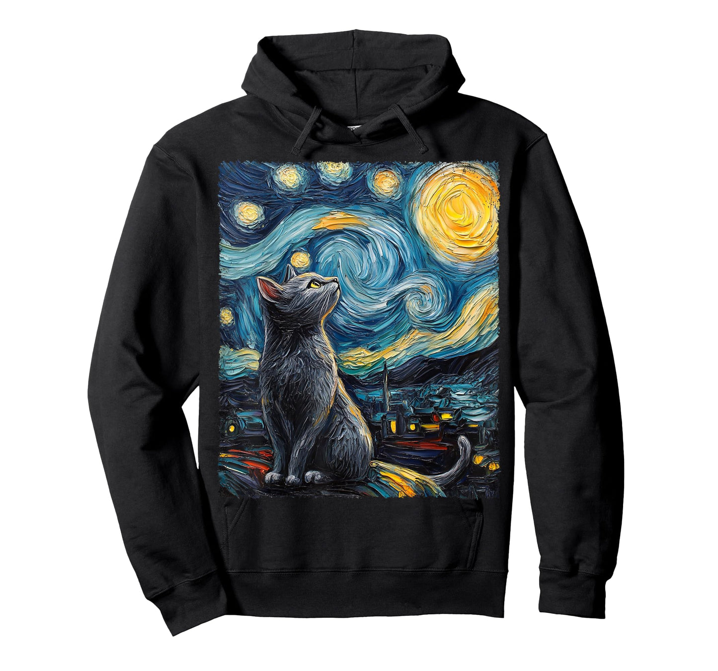 Colorful Van Gogh Starry Night Cat T-Shirt