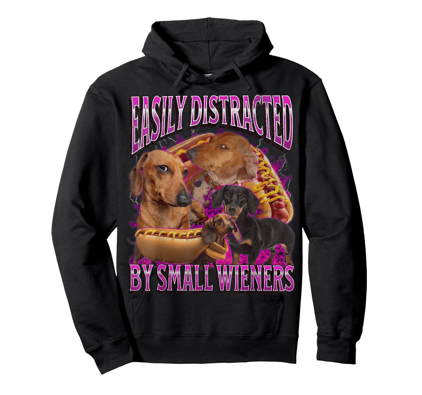 Easily Distracted by Small Wieners Funny Offensive Dachshund T-Shirt