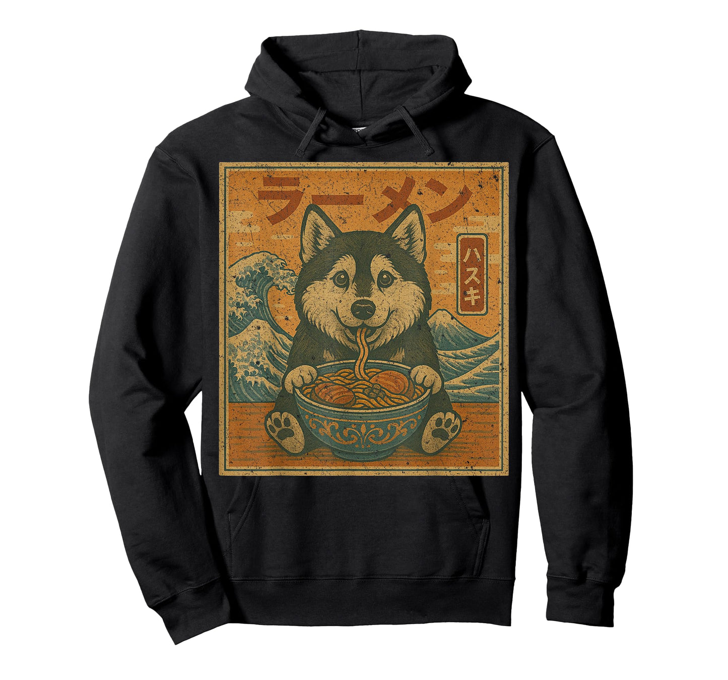 Funny Kawaii Ramen Husky Japanese Noodles Husky Eating Ramen T-Shirt