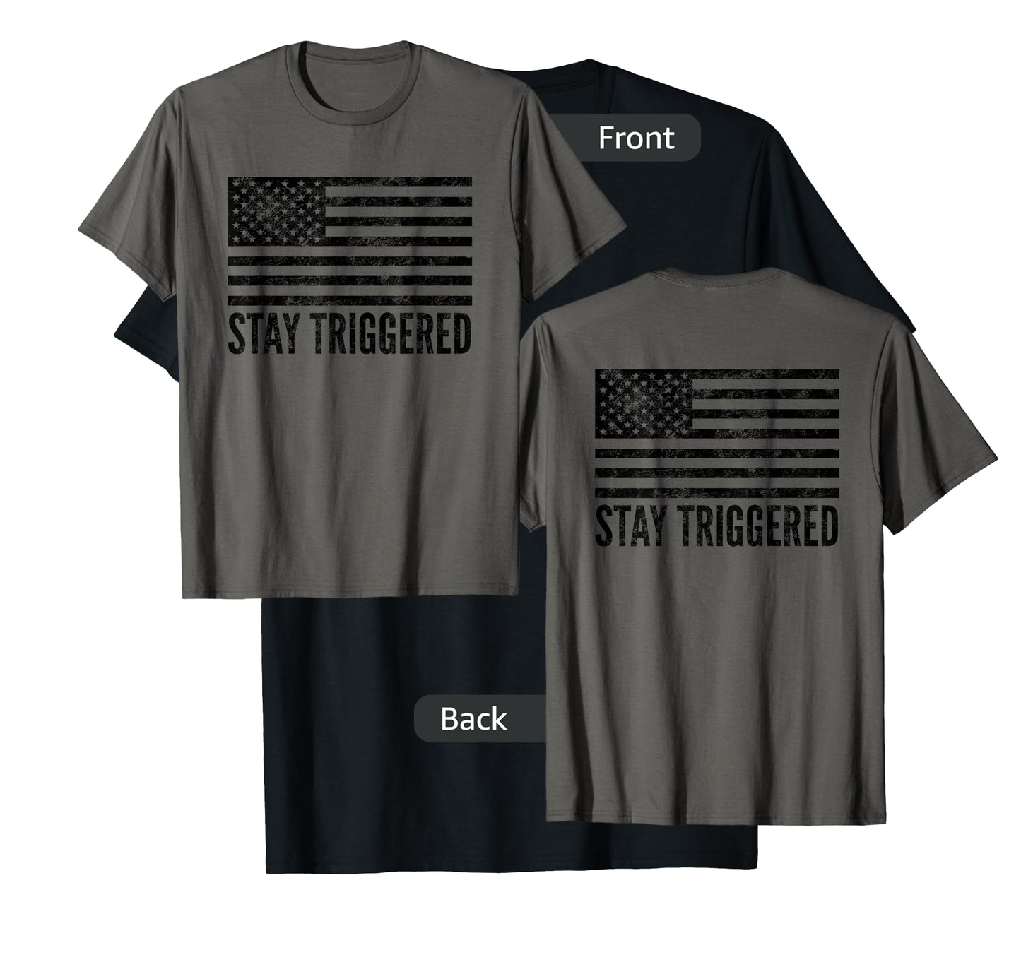 Stay Triggered American Flag Shirt | Pro Trump Gun Owner Tee T-Shirt for Women Men