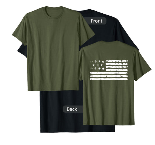 Guns Flag Distressed Veterans Hunters/Back Design T-Shirt