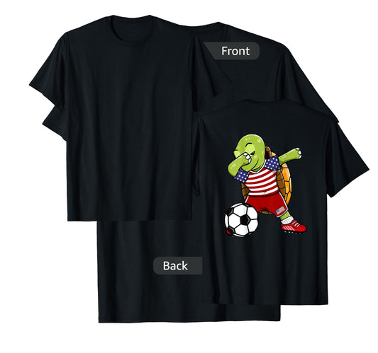 Dabbing Turtle America Soccer Fans US Flag Football Lovers T-Shirt