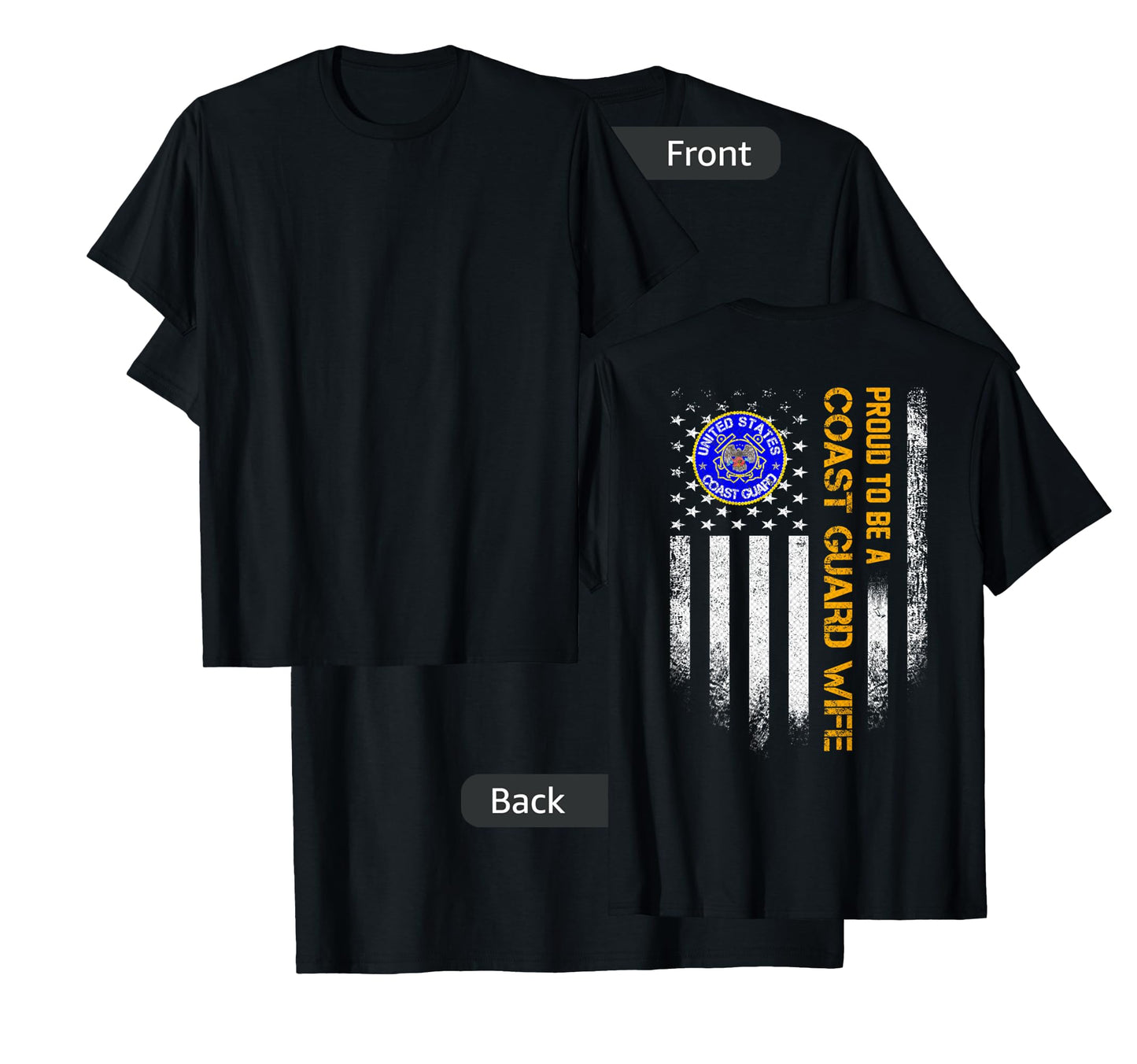 Vintage USA Flag Proud To Be A US Coast Guard Veteran Wife T-Shirt