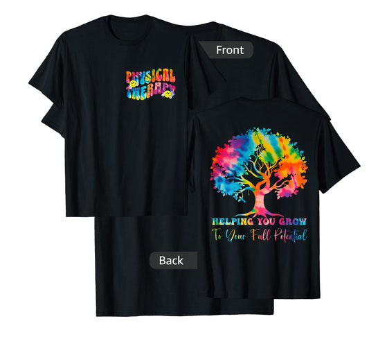 (2 SIDED) Physical Therapy Month Tie Dye Groovy PT Month 70s T-Shirt