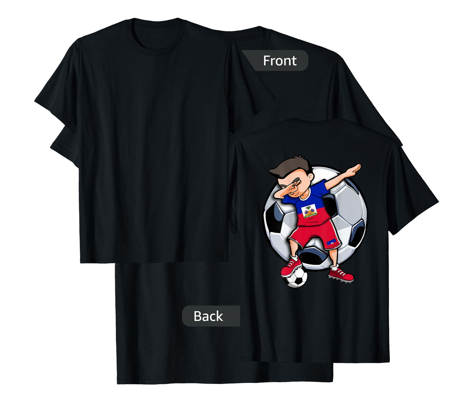 Dabbing Soccer Boy Haiti Football Fans Jersey Haitian Flag T-Shirt