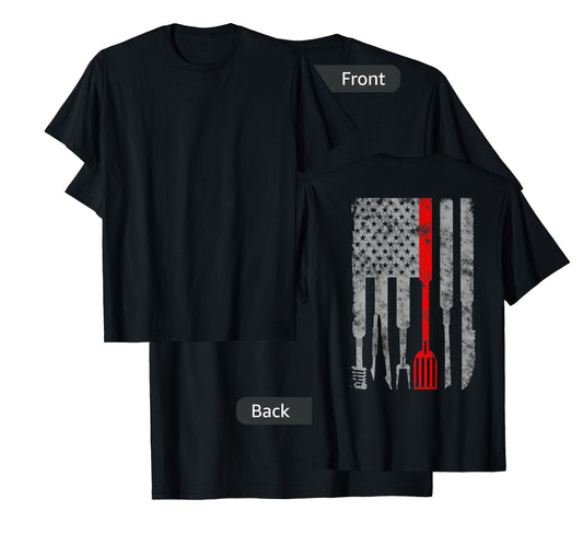 Thin red Line american patriotic chef flag T-Shirt