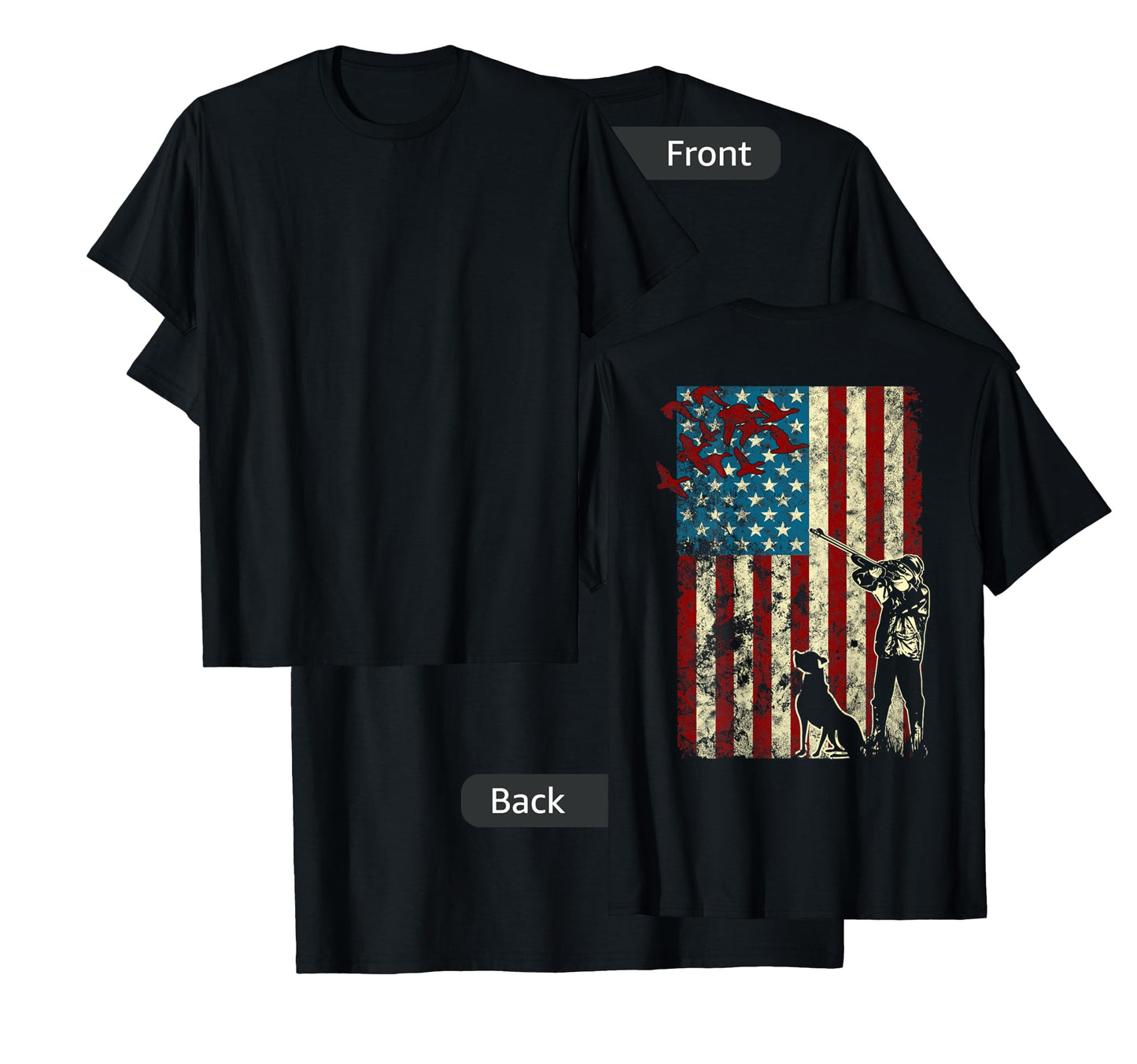Duck Hunting Distressed Patriotic American Flag gift Hunters T-Shirt