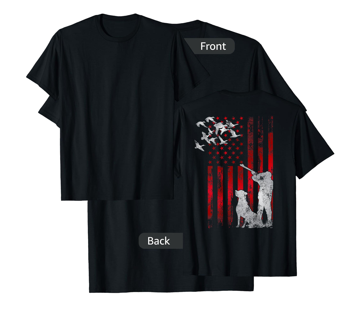 Hunters Distressed Patriotic American USA Flag Duck Hunting T-Shirt
