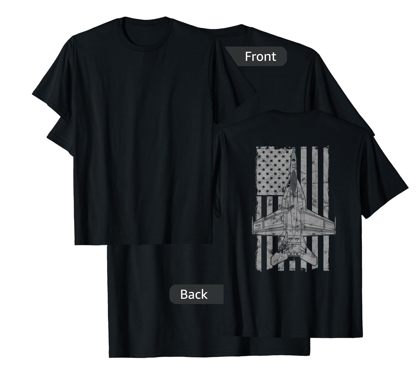 F/A-18E Super Hornet Airplane Vintage Flag | BACK PRINTED T-Shirt