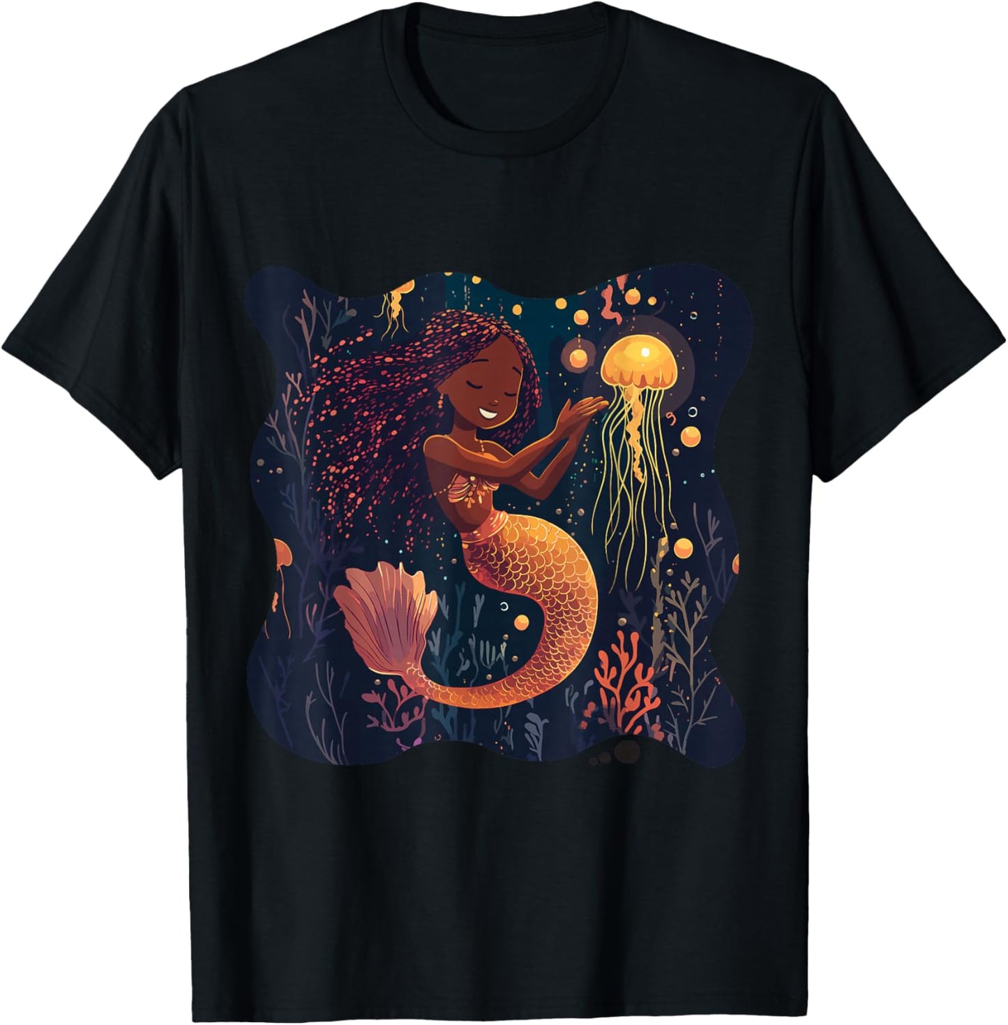 Black Mermaid Braids Girls Kids Toddler Women Birthday Gift T-Shirt - T-Shirt | Black
