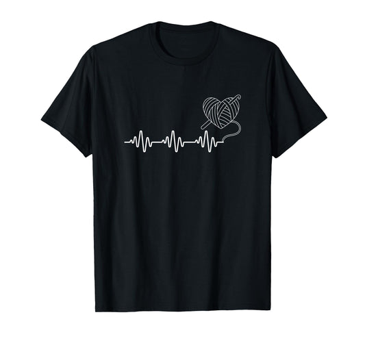 Crocheting Heartbeat Men Women Funny Crochet T-Shirt
