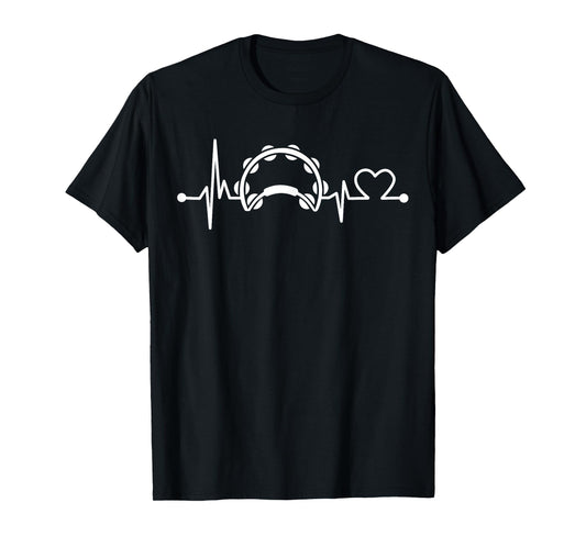 Tambourine Heartbeat Shirt Funny Music Orchestra Gift T-Shirt
