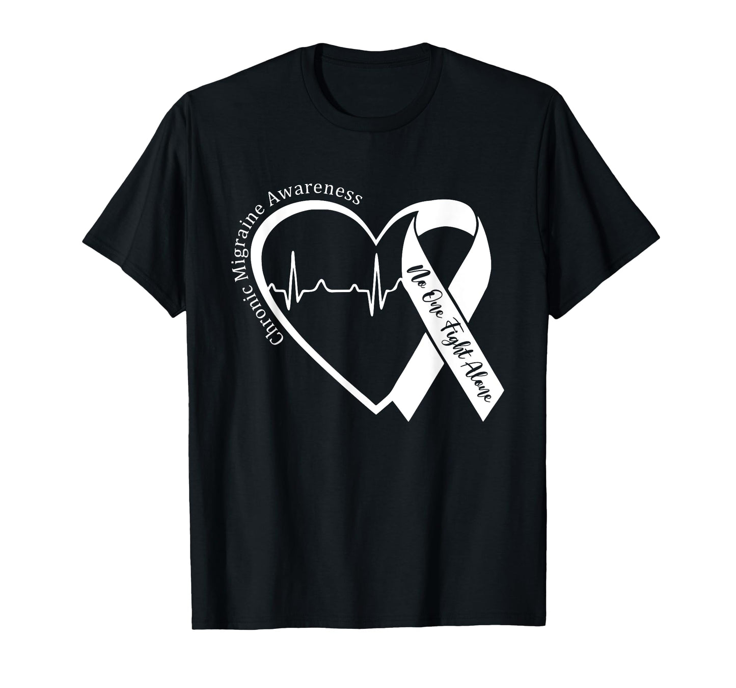 Chronic Migraine Awareness Month Heart Purple Ribbon Support T-Shirt