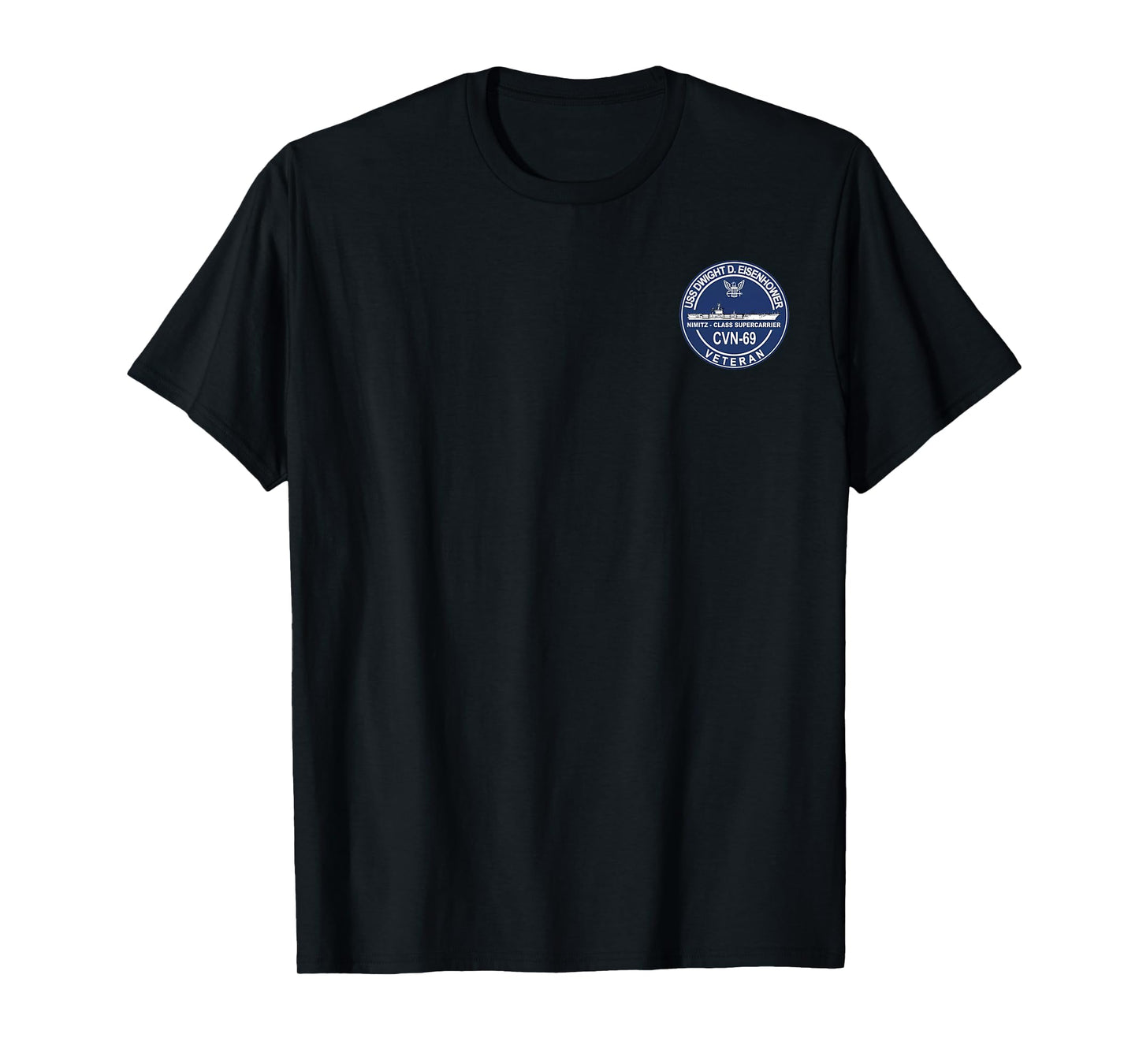 USS Dwight D. Eisenhower CVN-69 Veteran Patriotic Logo Flag T-Shirt