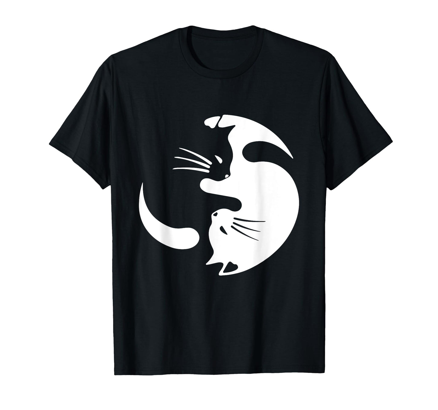 Yin Yang Cat Symbol Cute Black and White Cat Kitty Halloween T-Shirt