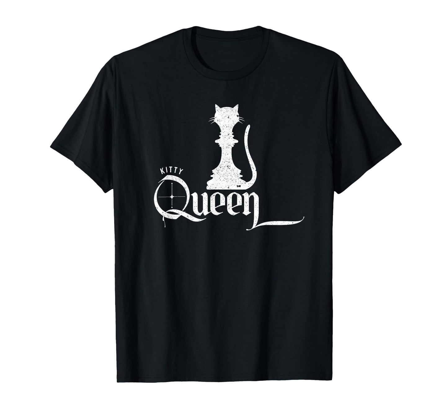 Classic Chess and Cat Design, kitty, Queen and womens tee T-Shirt